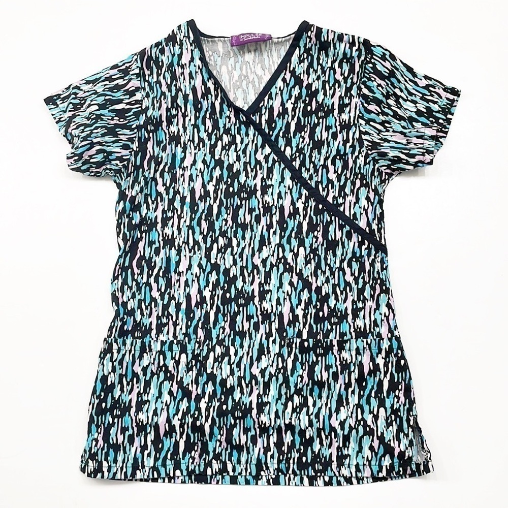 Impulse by Scrub Works multicolored print scrub top / medical uniform